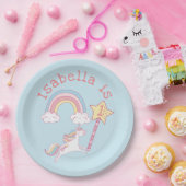 カスタマイズカラフル可能なユニコーン魔法ウォンド誕生日 ペーパープレート (パーティー)