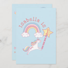 カスタマイズカラフル可能なユニコーン魔法ウォンド誕生日 招待状