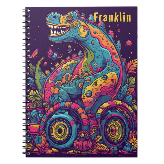カスタマイズカラフル可能な恐竜モンスタートラック ノートブック (正面)