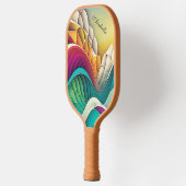 カスタマイズカラフル可能な抽象芸術波と山 ピックルボールラケット (左)