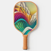 カスタマイズカラフル可能な抽象芸術波と山 ピックルボールラケット (裏面)