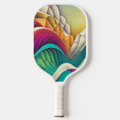 カスタマイズカラフル可能な抽象芸術波と山 ピックルボールラケット (裏面)