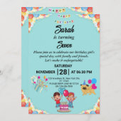 カスタマイズカラフル可能な誕生日パーティーの招待 招待状 (正面/裏面)