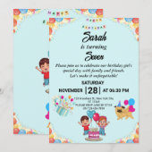 カスタマイズカラフル可能な誕生日パーティーの招待 招待状 (正面/裏面)