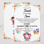 カスタマイズカラフル可能な誕生日パーティーの招待 招待状 (正面/裏面)