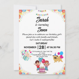 カスタマイズカラフル可能な誕生日パーティーの招待 招待状