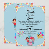 カスタマイズカラフル可能な誕生日パーティーの招待 招待状 (正面/裏面)