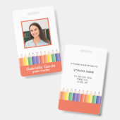 カスタマイズカラフル学校先生IDバッジ バッジ (Front & Back)