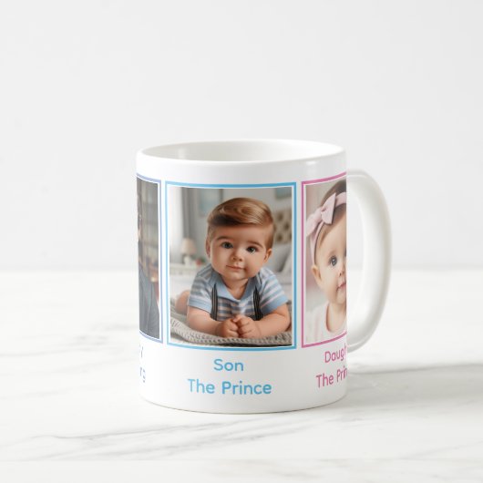 カスタマイズカラフル4枚の家族写真コラージュ コーヒーマグカップ (正面右)