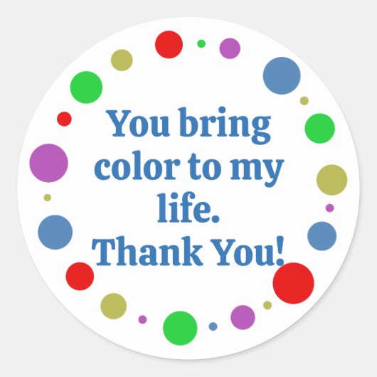 カスタマイズカラフルOrbit Thank ラウンドシール (正面)