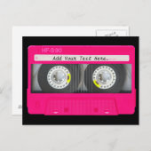 カスタマイズガーリー可能なピンクカセットテープ ポストカード (正面/裏面)