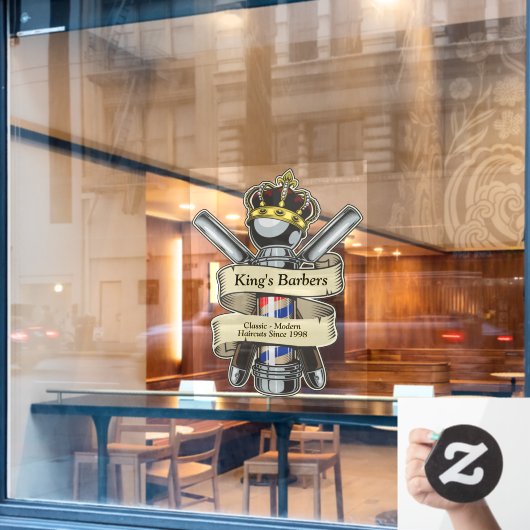 カスタマイズキング王室のクラウン理容師店 ウィンドウサイン (カフェ窓)