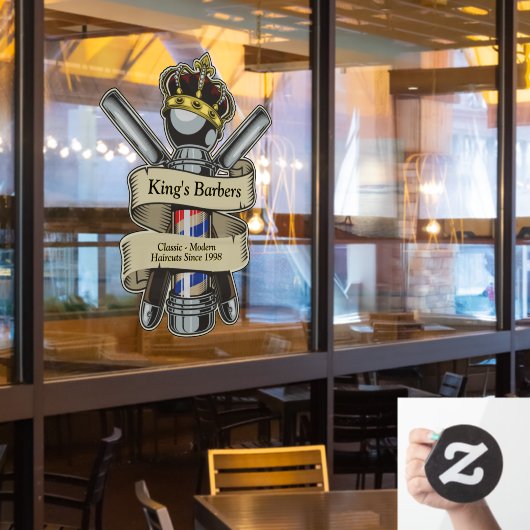 カスタマイズキング王室のクラウン理容師店 ウィンドウサイン (レストラン窓)