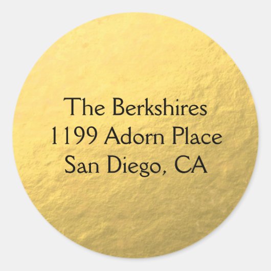 カスタマイズクラシック円製ステッカー金箔ルック ラウンドシール (正面)