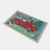 カスタマイズクラシック可能なヴィンテージトラックメリークリスマス ドアマット (アングル)