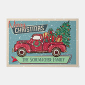 カスタマイズクラシック可能なヴィンテージトラックメリークリスマス ドアマット (正面)