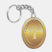 カスタマイズクラシック可能な金ゴールドメダル。お前は1番だ! キーホルダー (正面左)