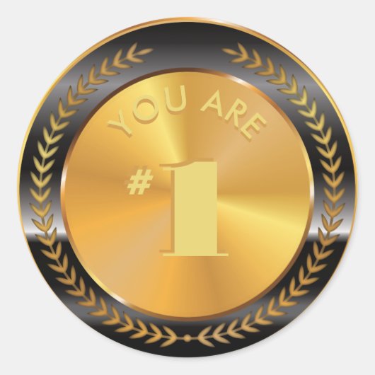 カスタマイズクラシック可能な金ゴールドメダル。お前は1番だ! ラウンドシール (正面)