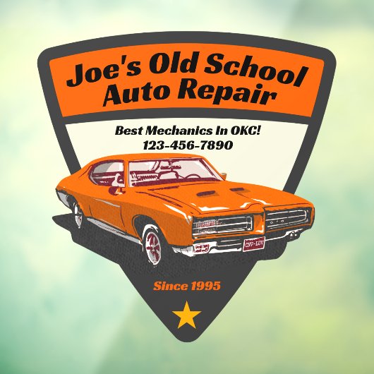 カスタマイズクラシック車の自動修理店のプロモロゴ ウィンドウサイン (シート3)