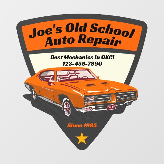 カスタマイズクラシック車の自動修理店のプロモロゴ ウィンドウサイン (シート)