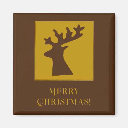 カスタマイズクリスマスのトナカイ頭ブロンズ金ゴールド マグネット (正面)