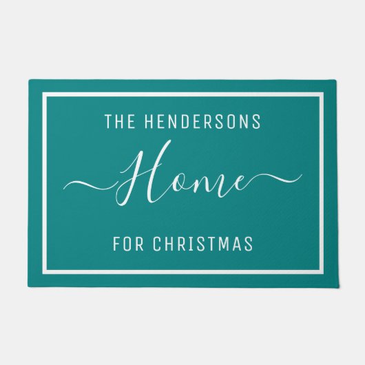 カスタマイズクリスマスティール(緑がかった色) ドアマット (正面)