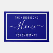 カスタマイズクリスマスファミリーネイビーブルー ドアマット (正面)