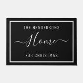 カスタマイズクリスマスファミリーブラック ドアマット (正面)