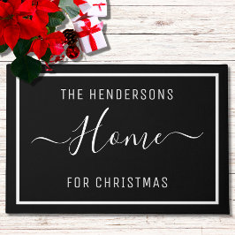 カスタマイズクリスマスファミリーブラック ドアマット