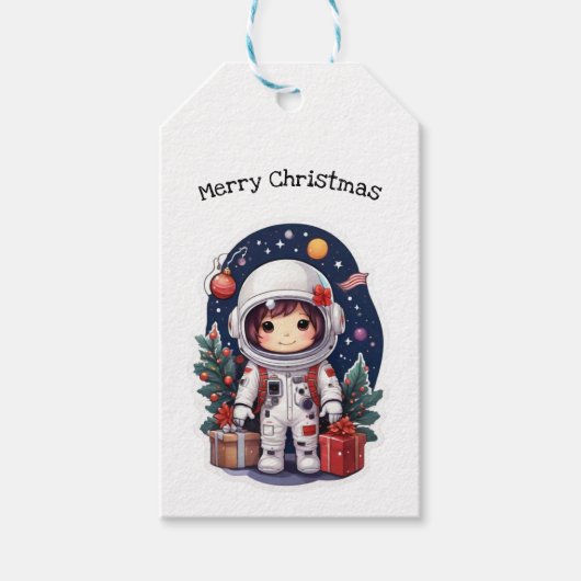 カスタマイズクリスマス宇宙飛行士 ギフトタグ (正面)
