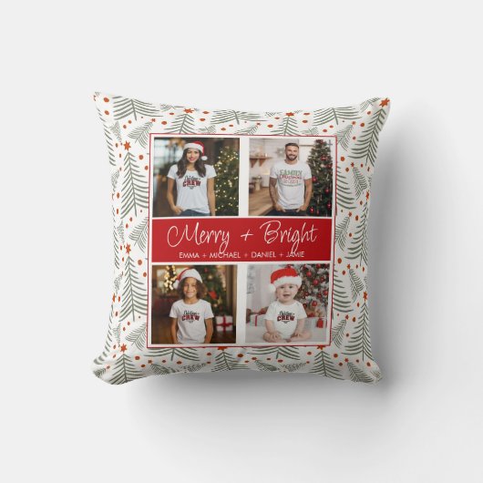カスタマイズクリスマス4フォトコラージュ クッション (正面)