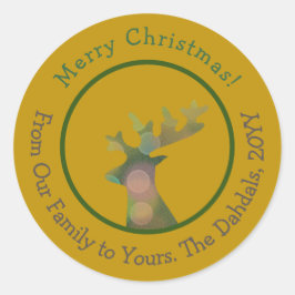 カスタマイズクリスマス《写真》ぼけ味トナディアグリーン&金ゴールド ラウンドシール