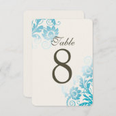 カスタマイズグラデーション可能なティール(緑がかった色)テーブル番号カード 招待状 (正面/裏面)