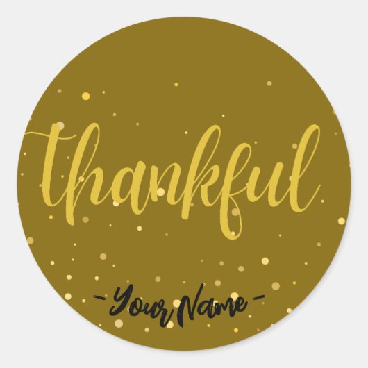 カスタマイズグラマラス金ゴールド水玉模様感謝性ステッカー ラウンドシール (正面)