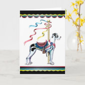 カスタマイズグレートデーンの道化師の回転木馬UC - カード (黄色い花)