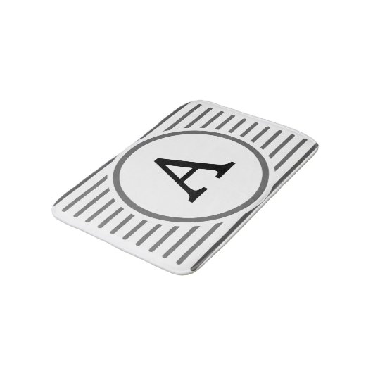 カスタマイズグレー白ストライプ色パターン バスマット (アングル)