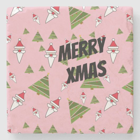 カスタマイズサンタクリスマスツリー ストーンコースター (正面)