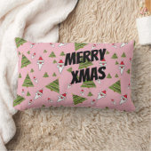 カスタマイズサンタクリスマスツリー ランバークッション (ブランケット)
