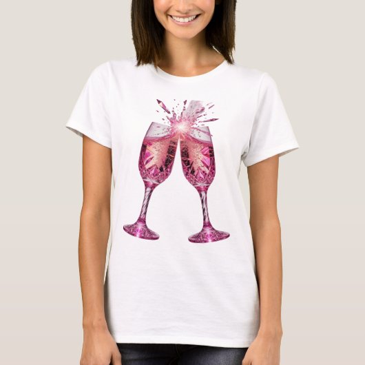 カスタマイズシルバーPINK+CHAMPAGNE+GLASSES Tシャツ (正面)