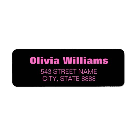 カスタマイズシンプルネオンピンク入りエレガント黒 ラベル (正面)