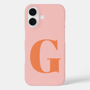 カスタマイズシンプルボールドモノグラムピンクとオレンジ iPhone 16ケース