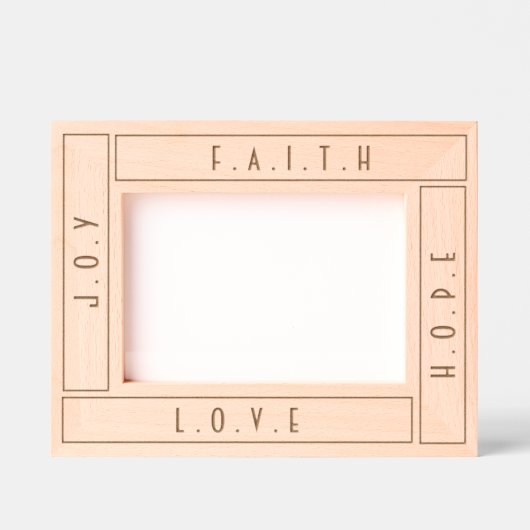 カスタマイズシンプル信心ラブホープジョイタイポグラフィ レーザー彫刻フレーム (正面)