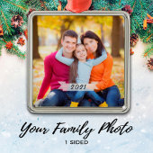 カスタマイズシンプル可能な家族の写真クリスマス メタルオーナメント