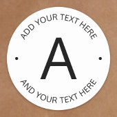 カスタマイズシンプル可能な文字 |白と黒 ラウンドシール