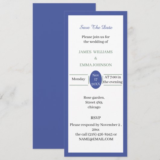 カスタマイズシンプル可能な紫色の日付の保存 招待状 (正面/裏面)