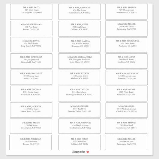 カスタマイズシンプル可能な結婚Guest住所 シール (シート)