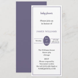 カスタマイズシンプル紫色の赤ちゃん 招待状