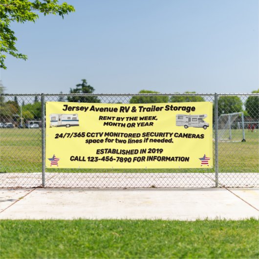 カスタマイズシンプルRVおよびトレーラ保管事業 横断幕 (インサイチュ)