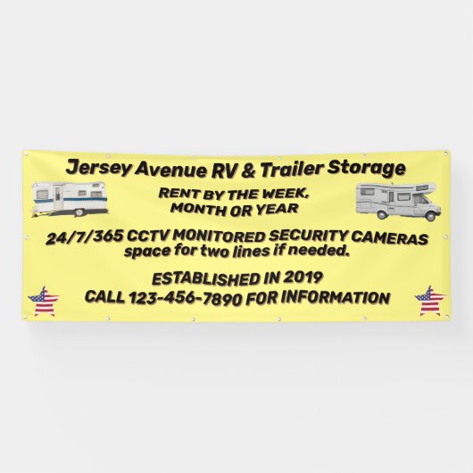 カスタマイズシンプルRVおよびトレーラ保管事業 横断幕 (横)