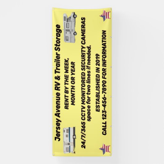 カスタマイズシンプルRVおよびトレーラ保管事業 横断幕 (縦)